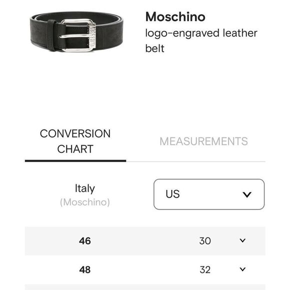 Moschino Couture Men\'s Milano Genuine Leather Belt Black Italy Silver Size 48